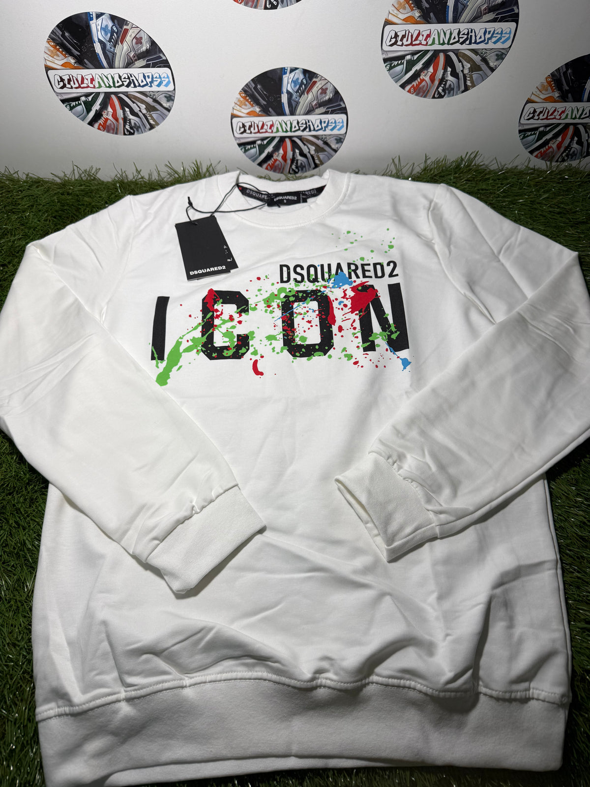 Felpa Dsquared2 Icon Graffiti White