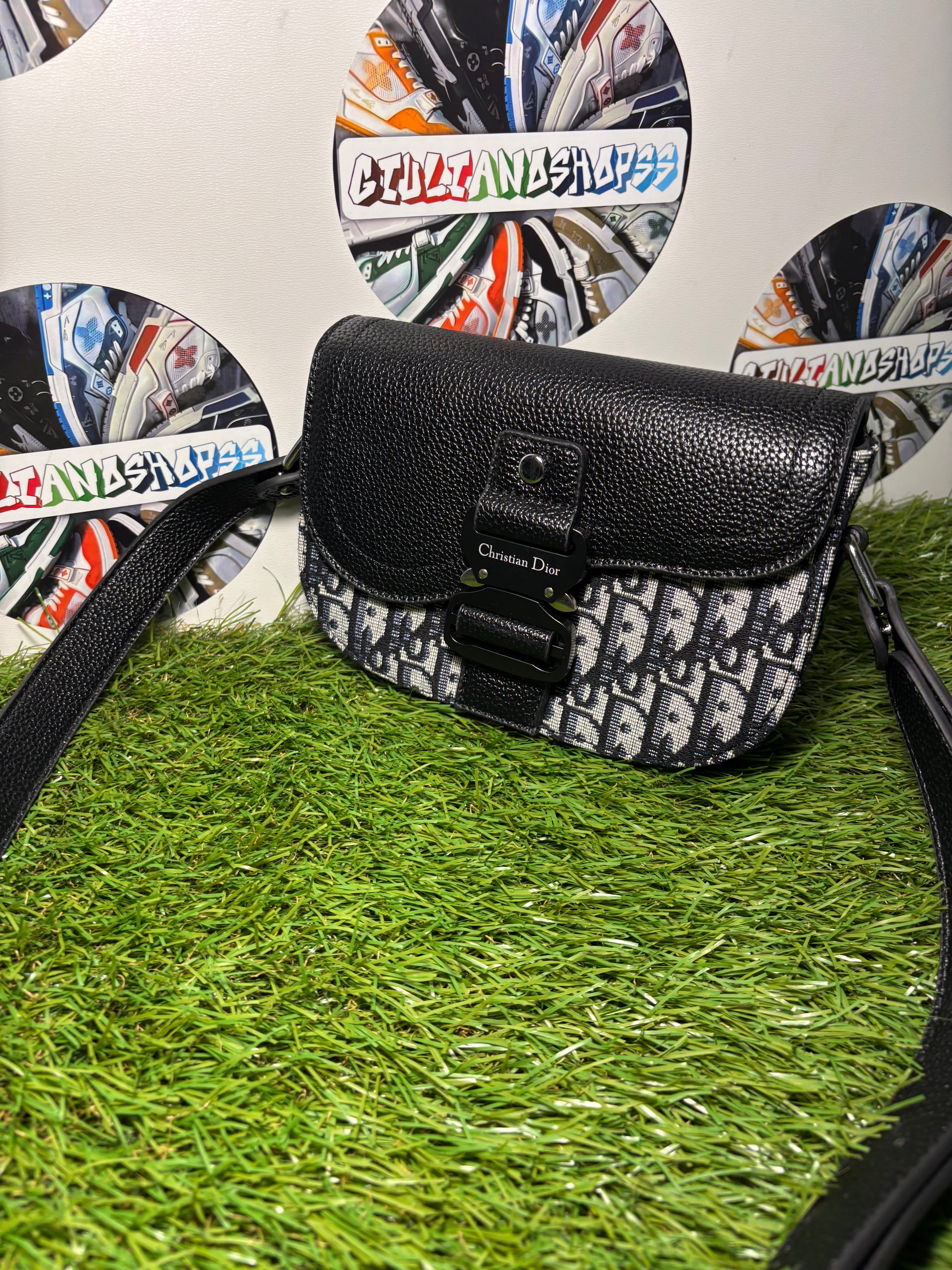 Dior Mini Saddle con jacquard Oblique Black/Beige