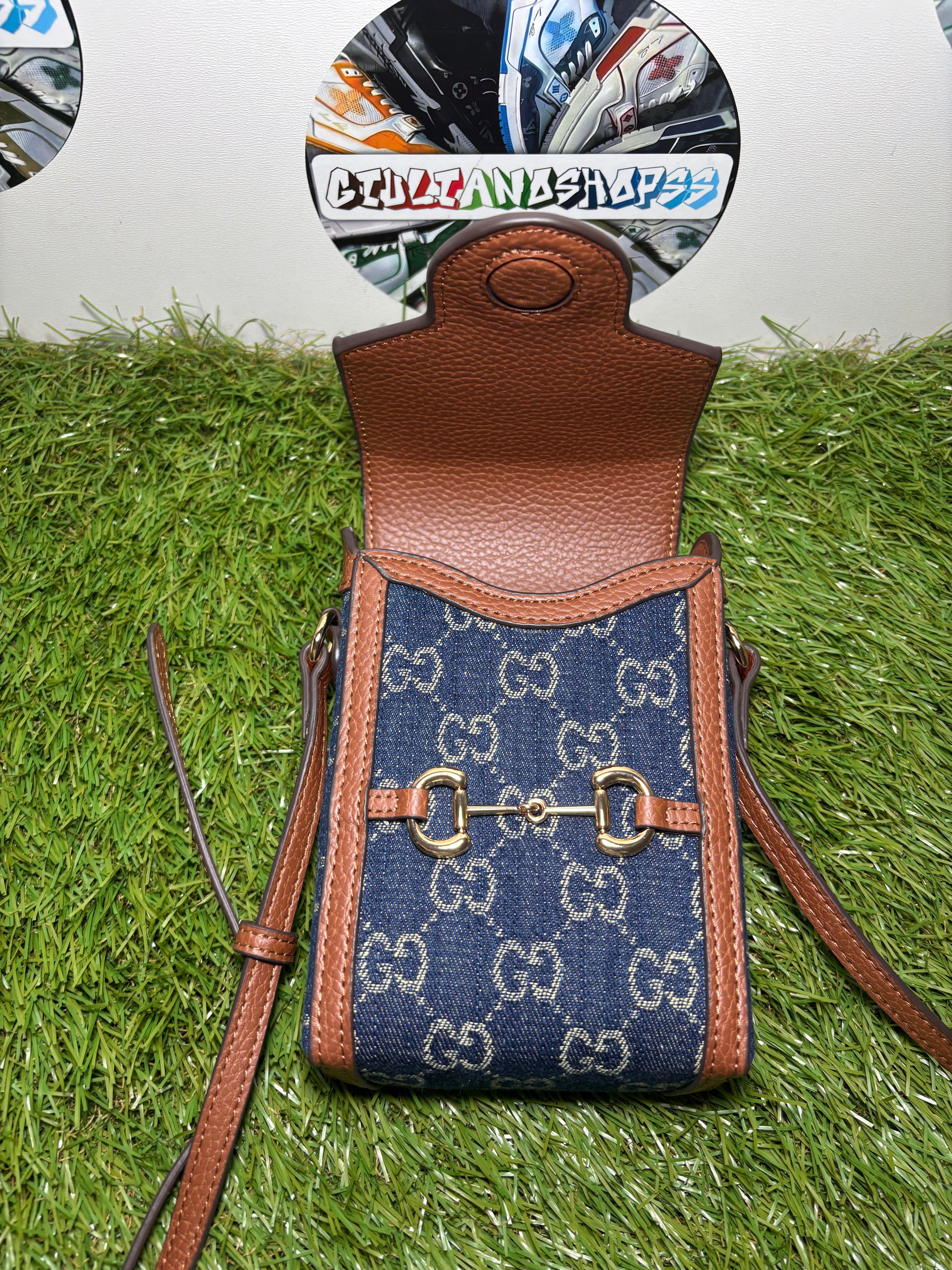 Gucci Horsebit 1955 Phone Bag Jumbo GG - Brown/Blue