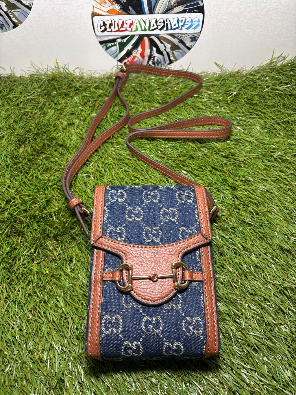 Gucci Horsebit 1955 Phone Bag Jumbo GG - Brown/Blue