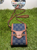 Gucci Horsebit 1955 Phone Bag Jumbo GG - Brown/Blue