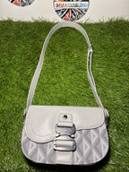 Dior Mini Saddle con jacquard Oblique Grigio