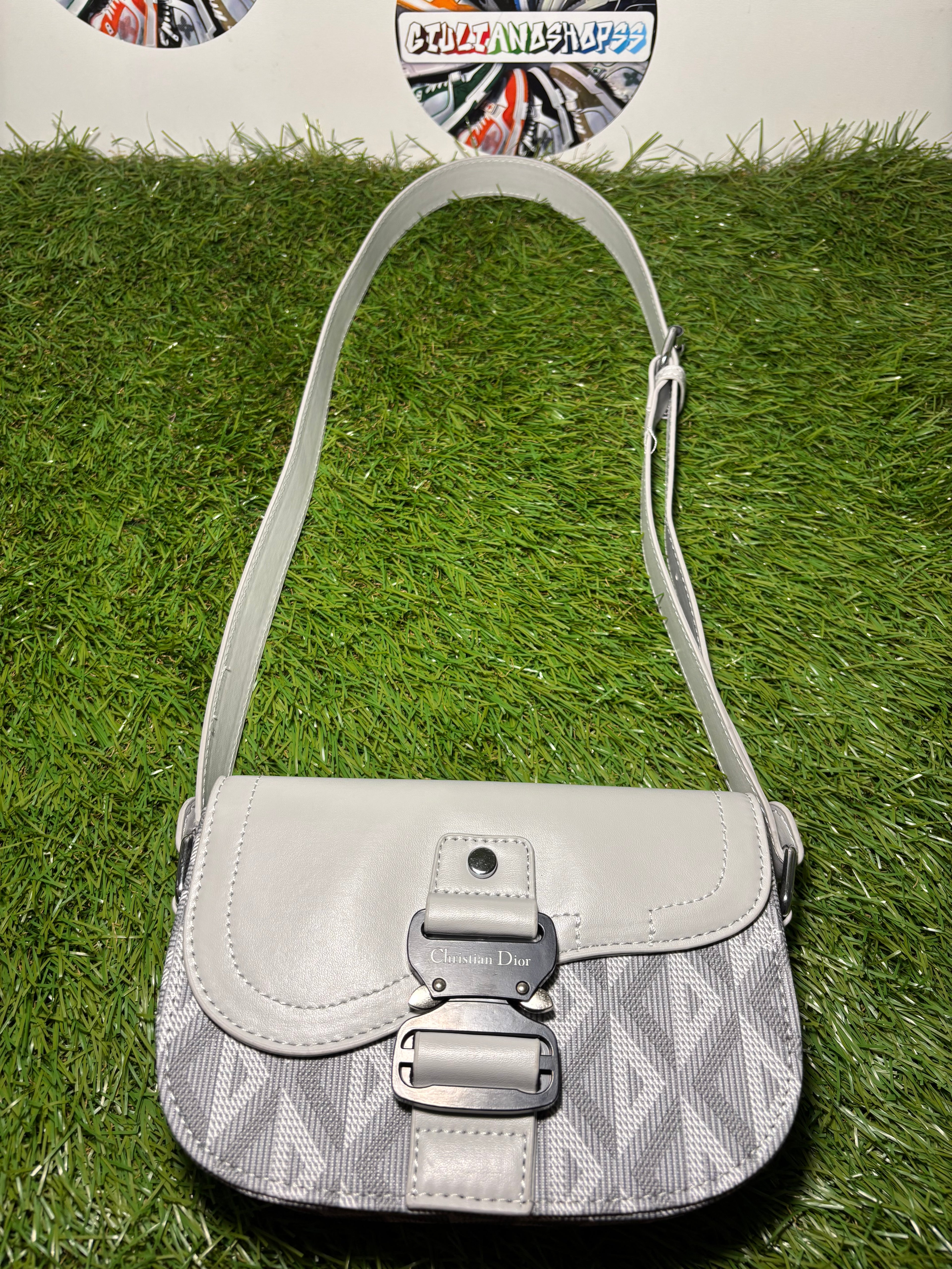 Dior Mini Saddle con jacquard Oblique Grigio