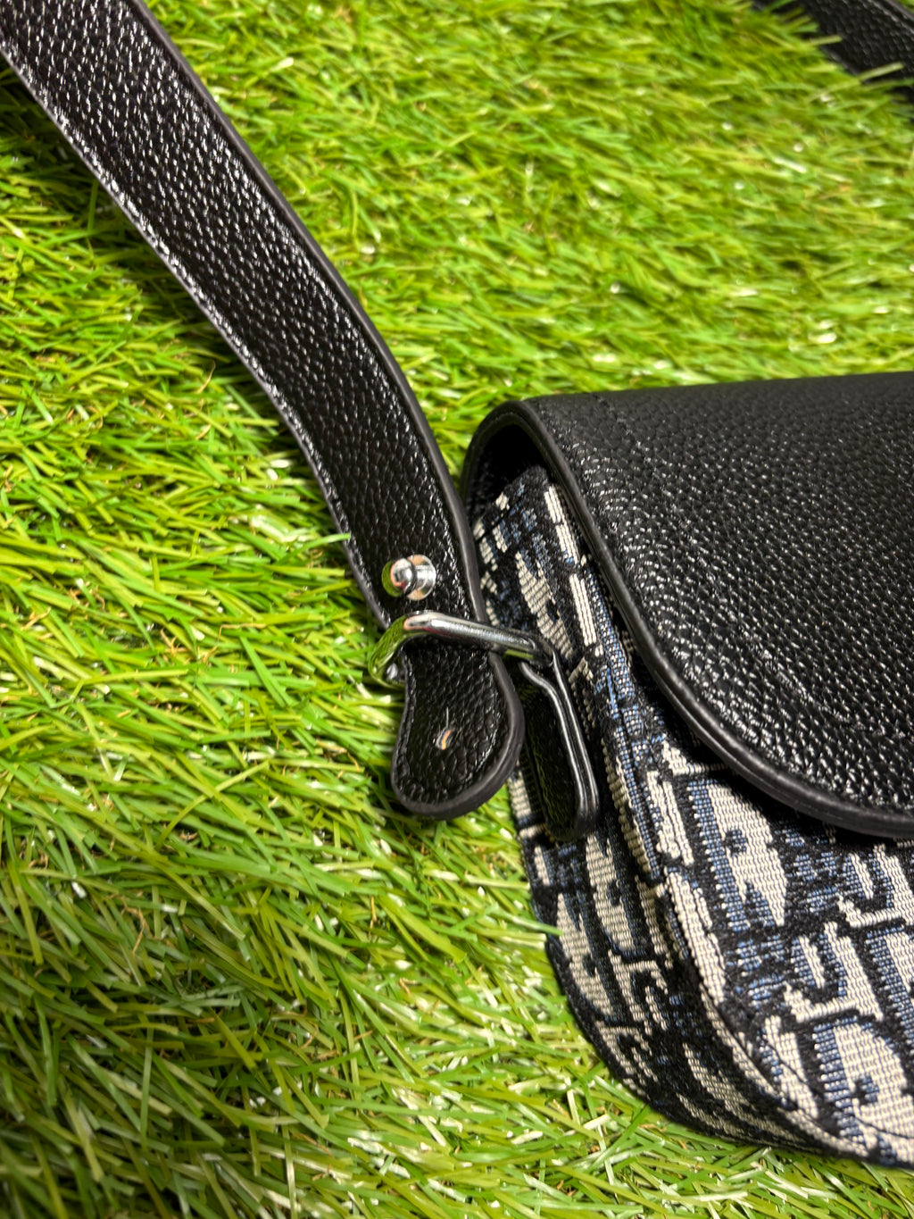 Dior Mini Saddle con jacquard Oblique Black/Beige