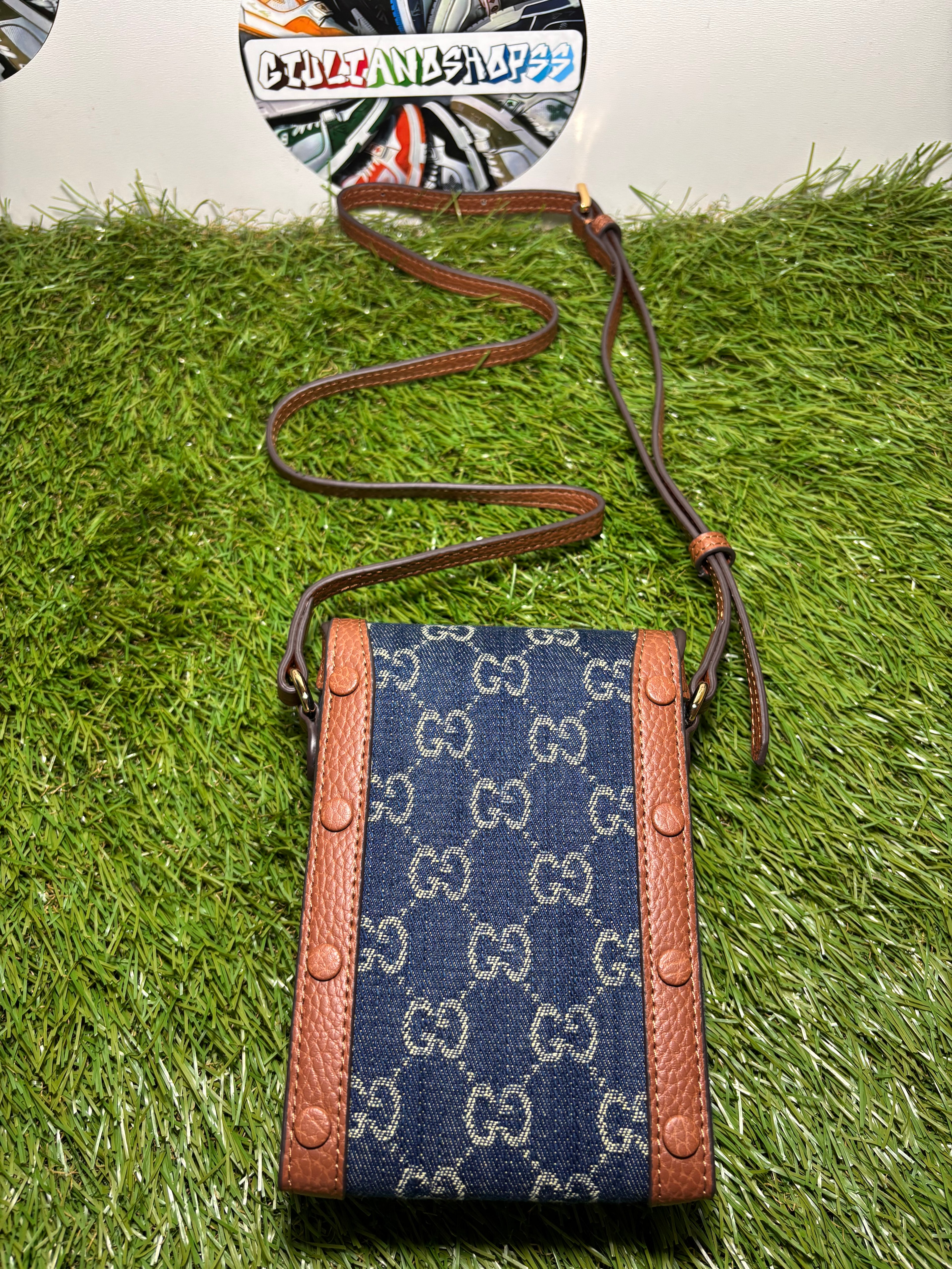 Gucci Horsebit 1955 Phone Bag Jumbo GG - Brown/Blue