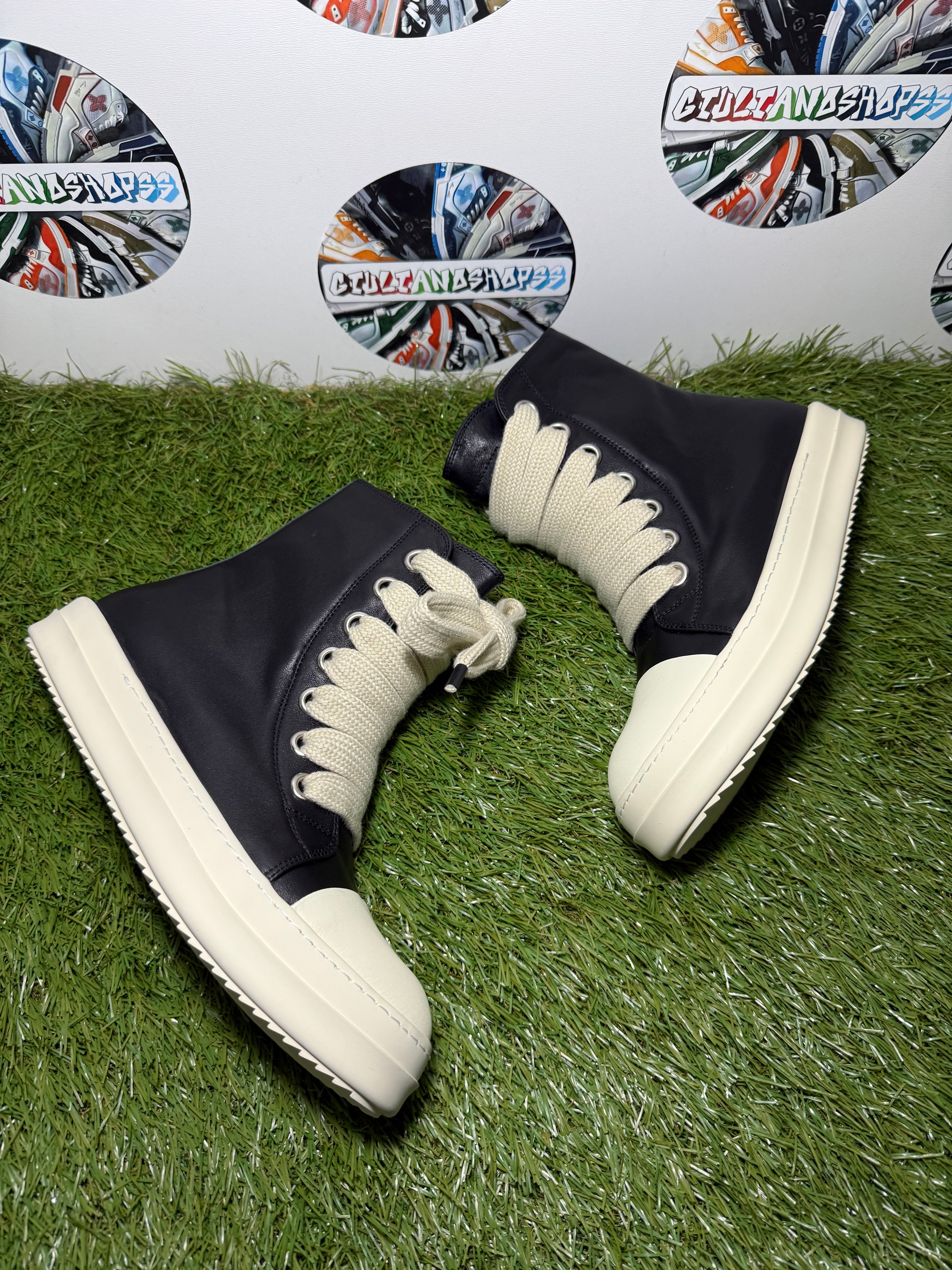 Rick Owens Jumbo Pelle laced Sneakers - Black/White
