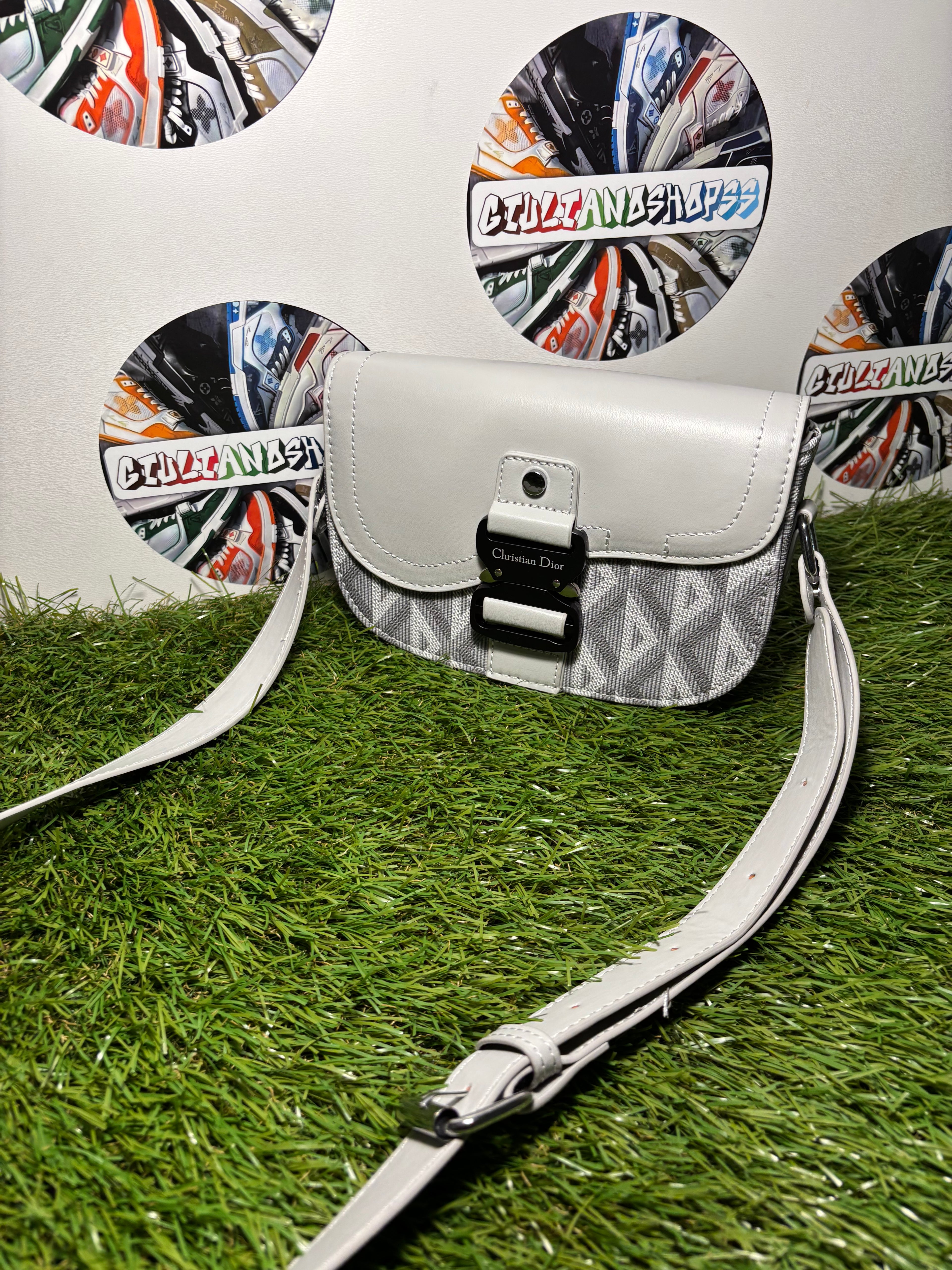 Dior Mini Saddle con jacquard Oblique Grigio