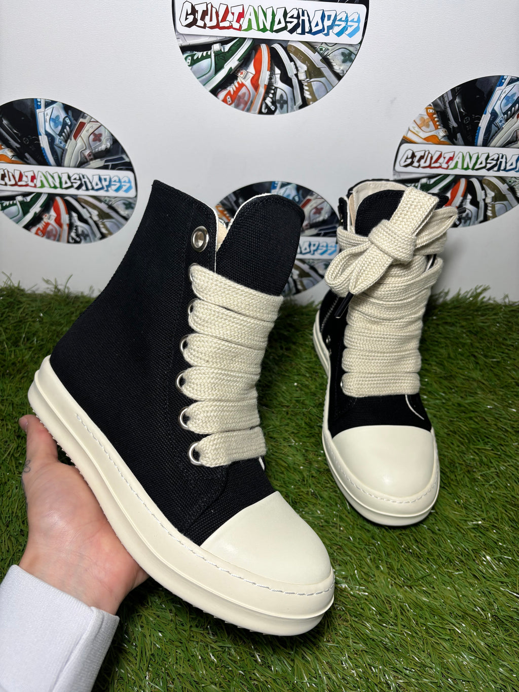 Rick Owens Jumbo laced Sneakers - Black/White
