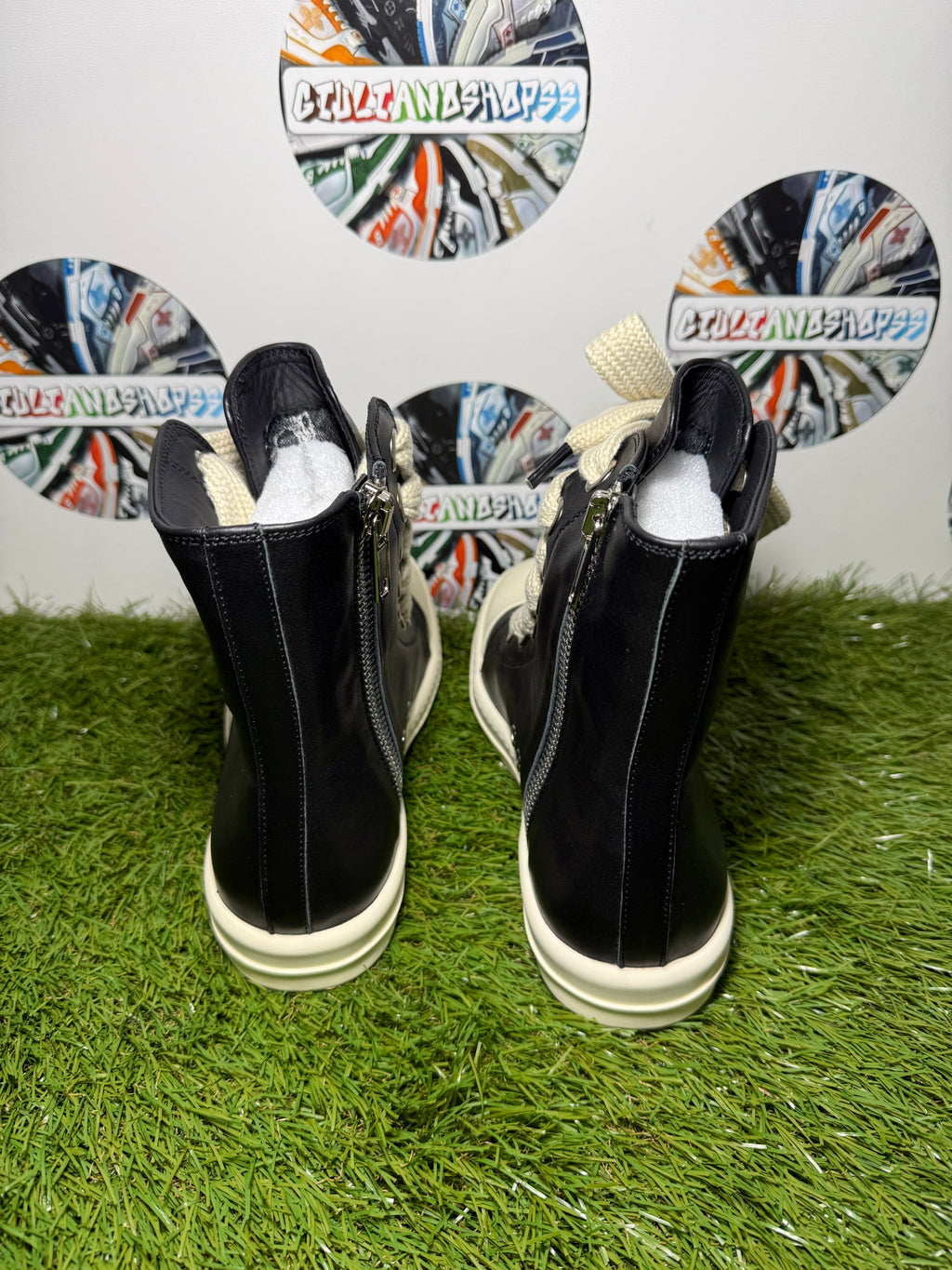 Rick Owens Jumbo Pelle laced Sneakers - Black/White