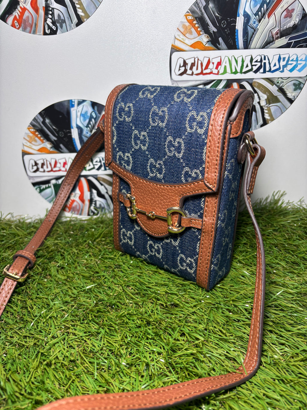 Gucci Horsebit 1955 Phone Bag Jumbo GG - Brown/Blue