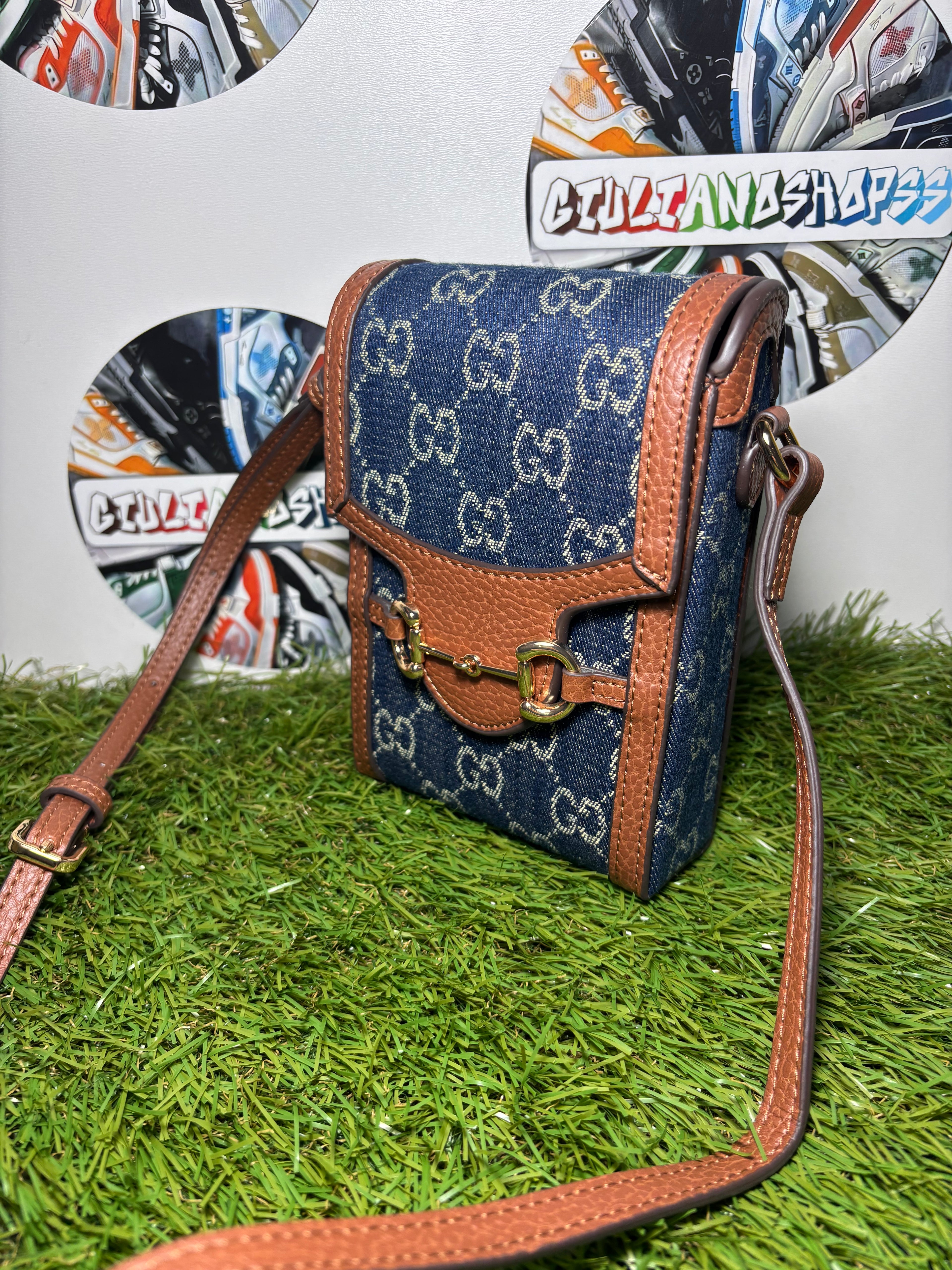 Gucci Horsebit 1955 Phone Bag Jumbo GG - Brown/Blue