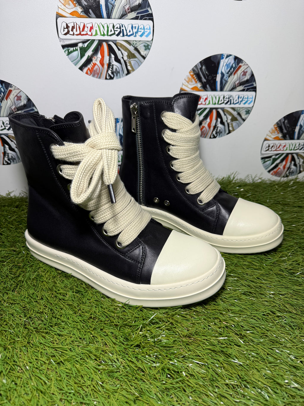 Rick Owens Jumbo Pelle laced Sneakers - Black/White