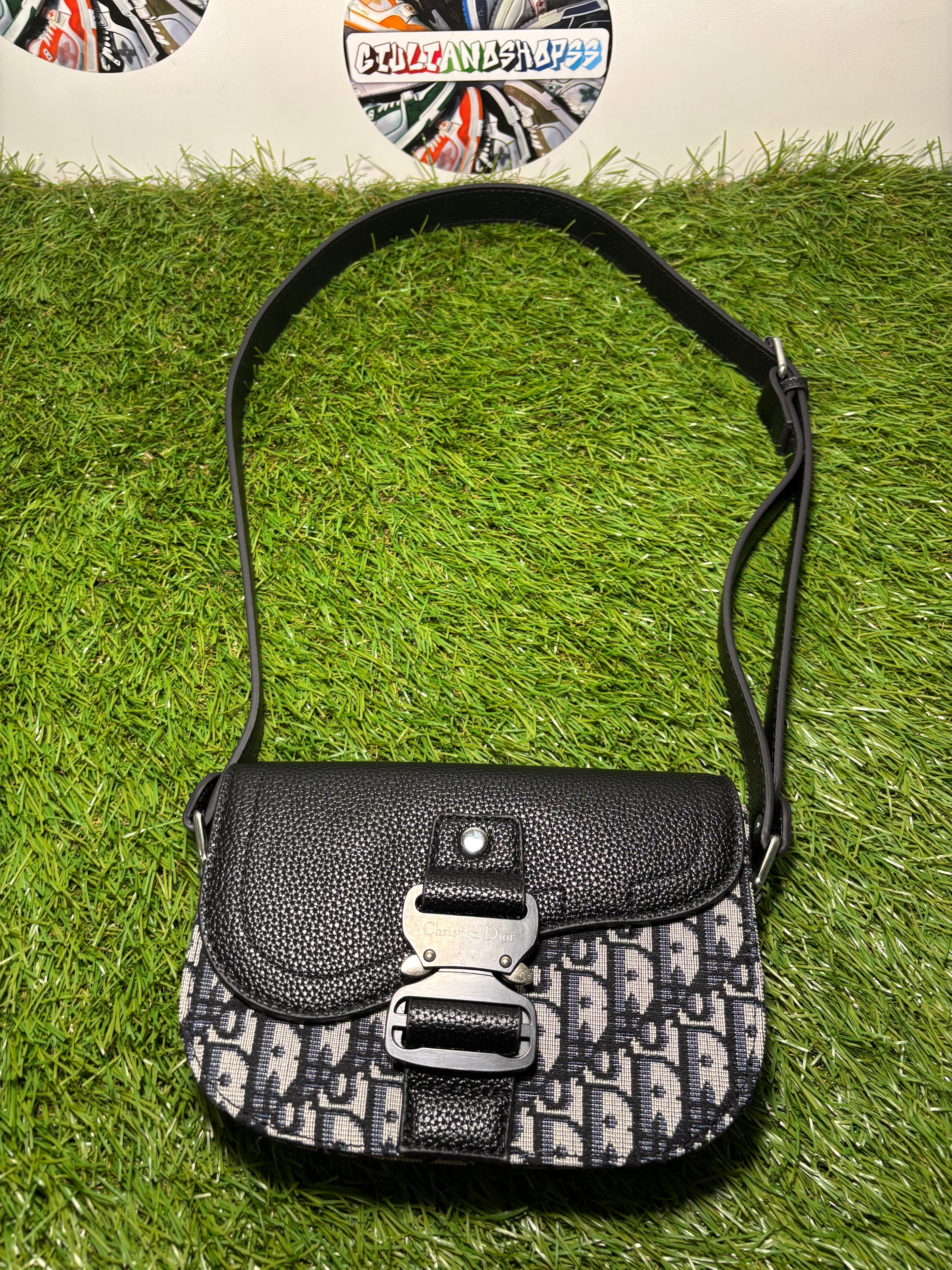 Dior Mini Saddle con jacquard Oblique Black/Beige