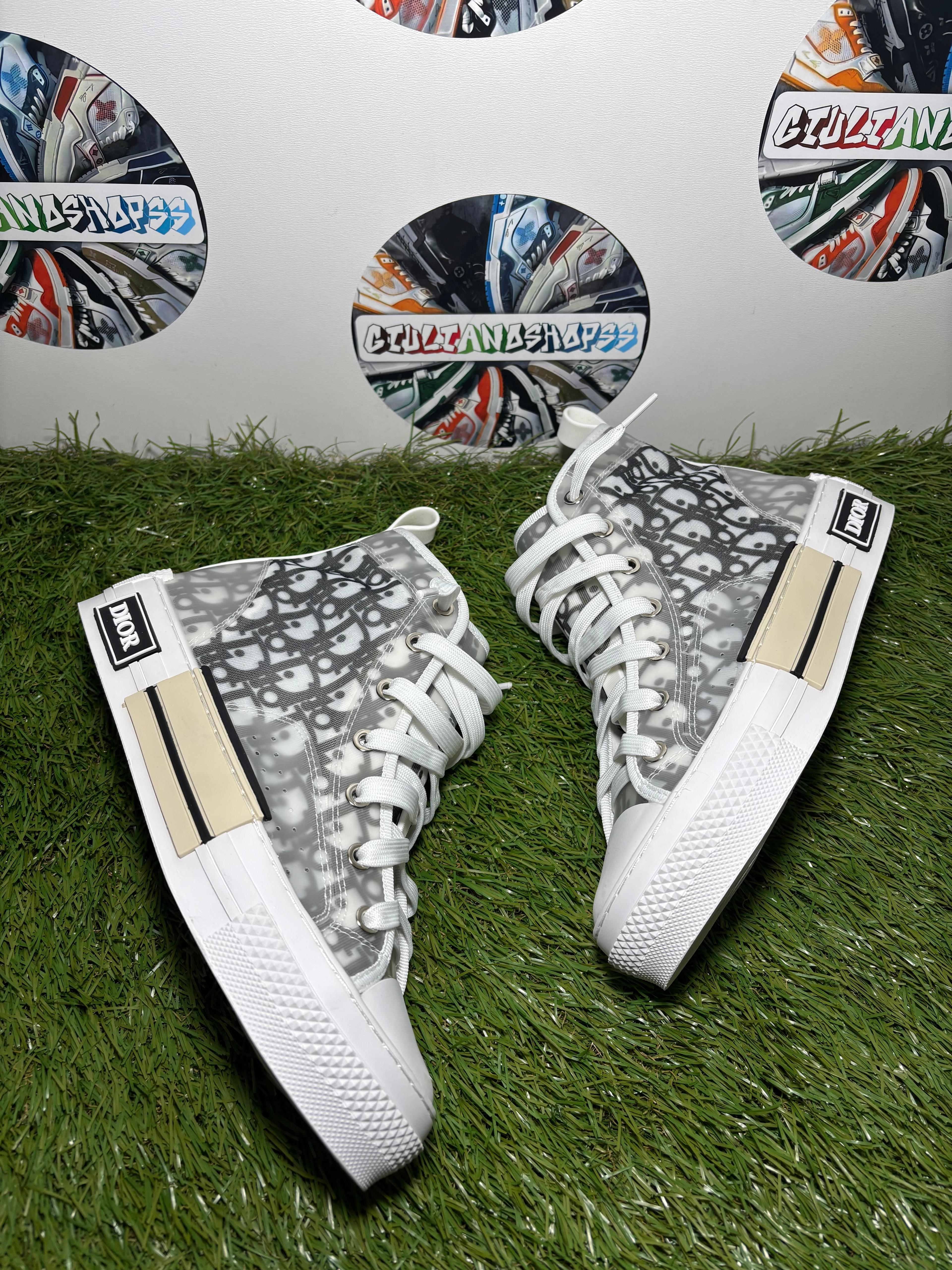 Dior B23 High-Top Sneaker - Oblique Grey/White