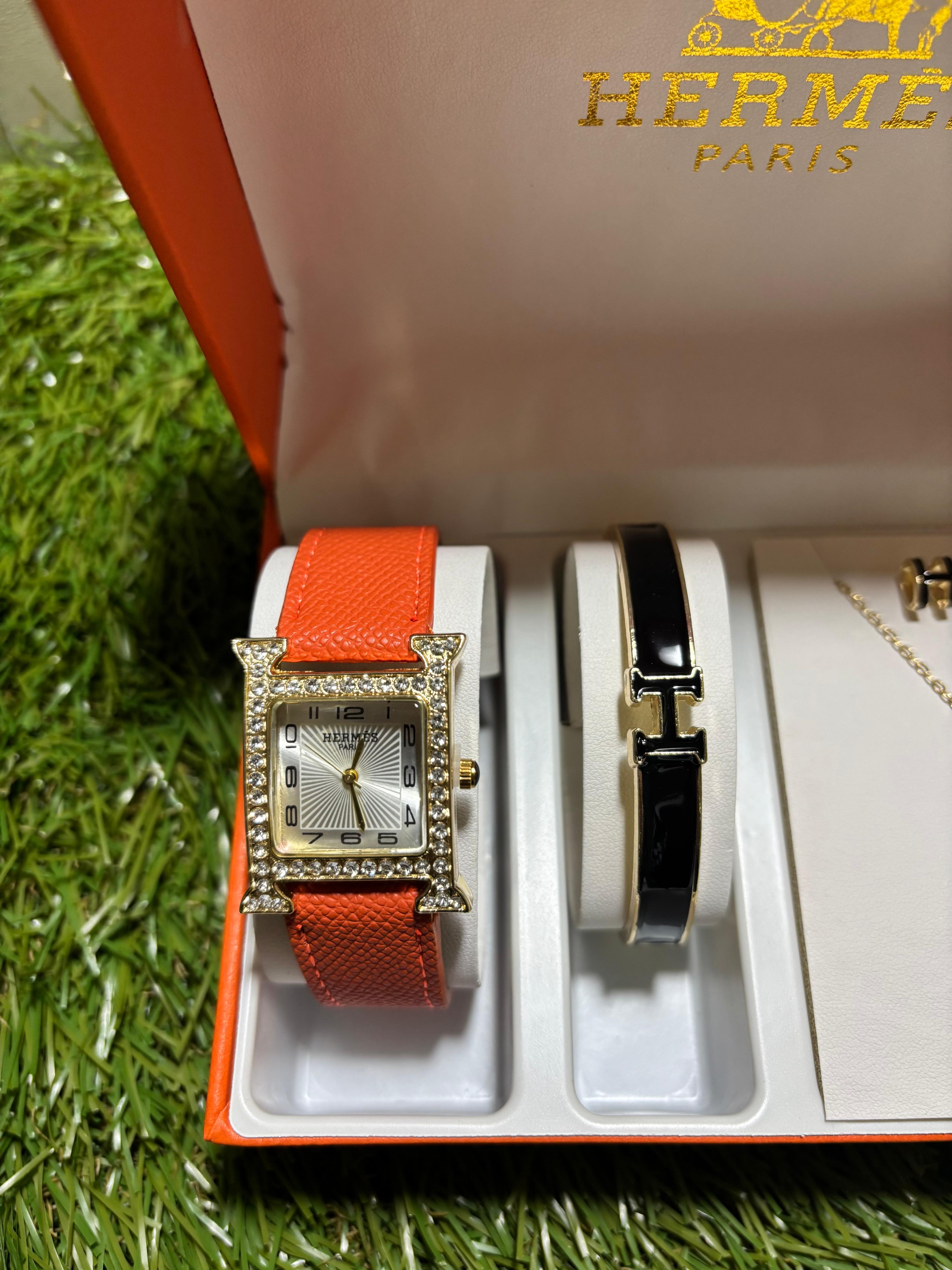 Hermes Set Orologio Bracciale Arancione