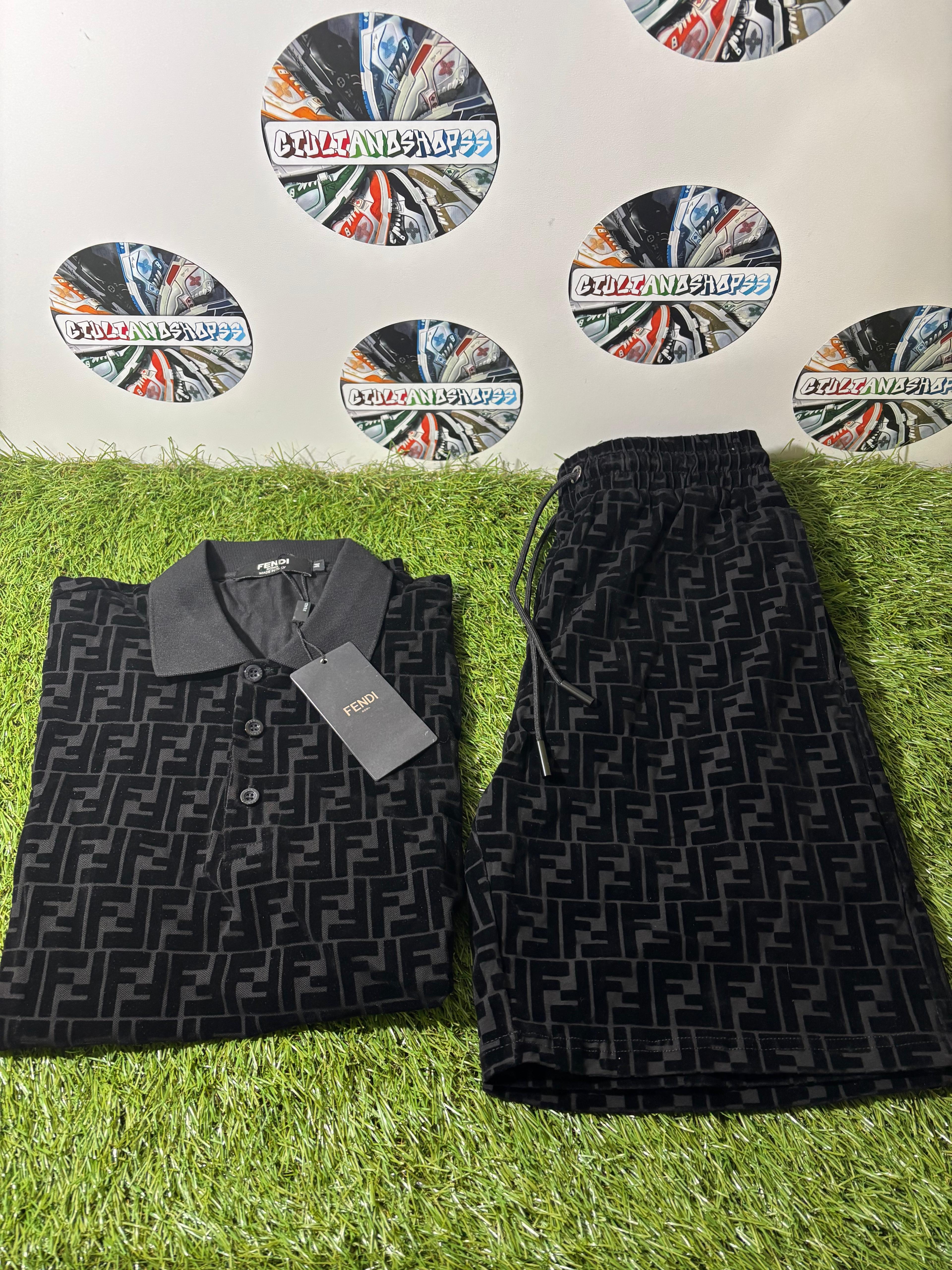 Fendi Completo Polo Shorts Nero