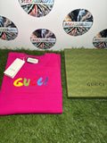 Gucci T-shirt Fucsia Logo Pennellate