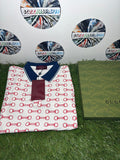 Gucci Polo Bianca Stampa Morsetti Rossi
