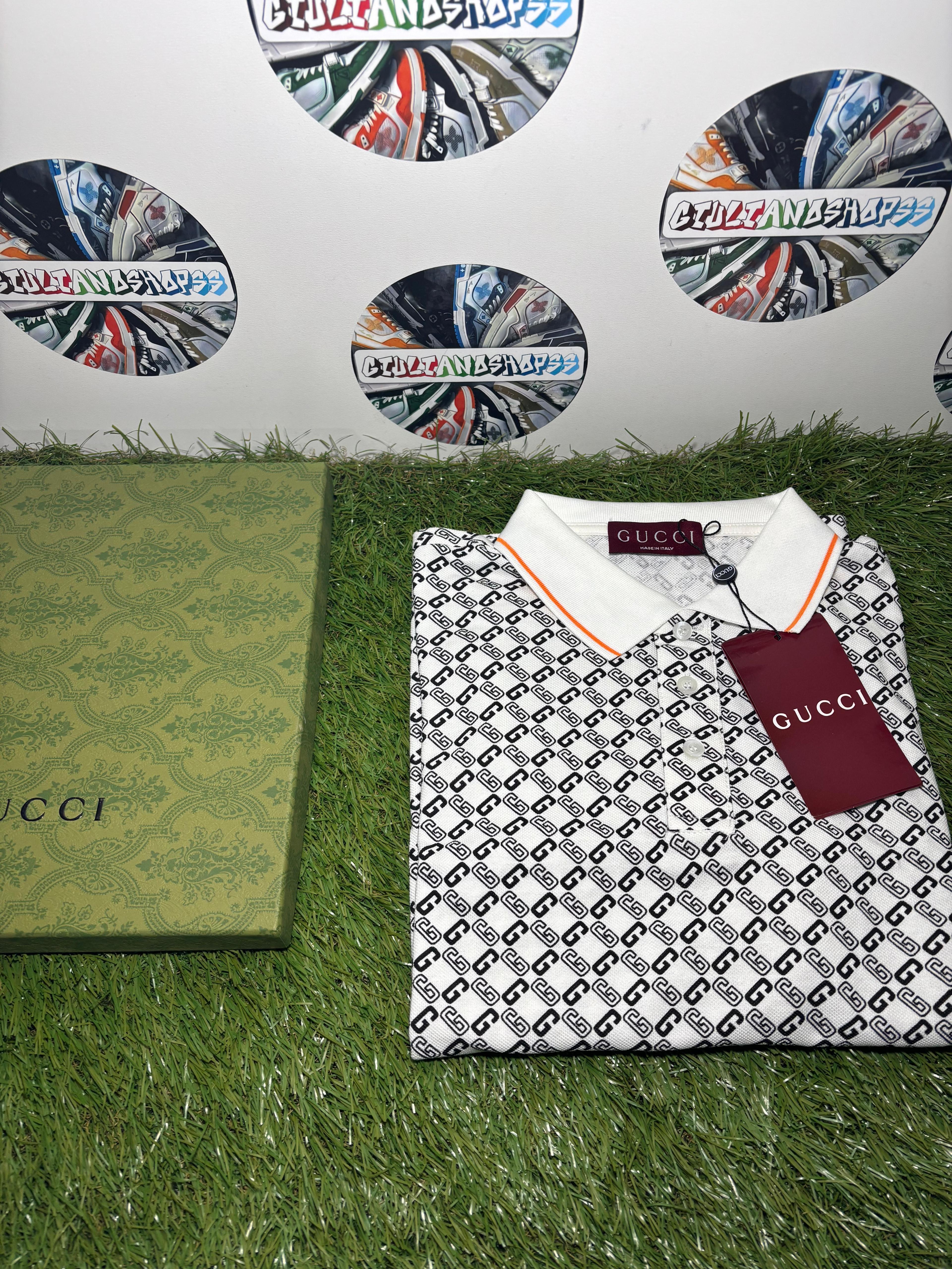 Gucci Polo Bianca Monogram Geometrico