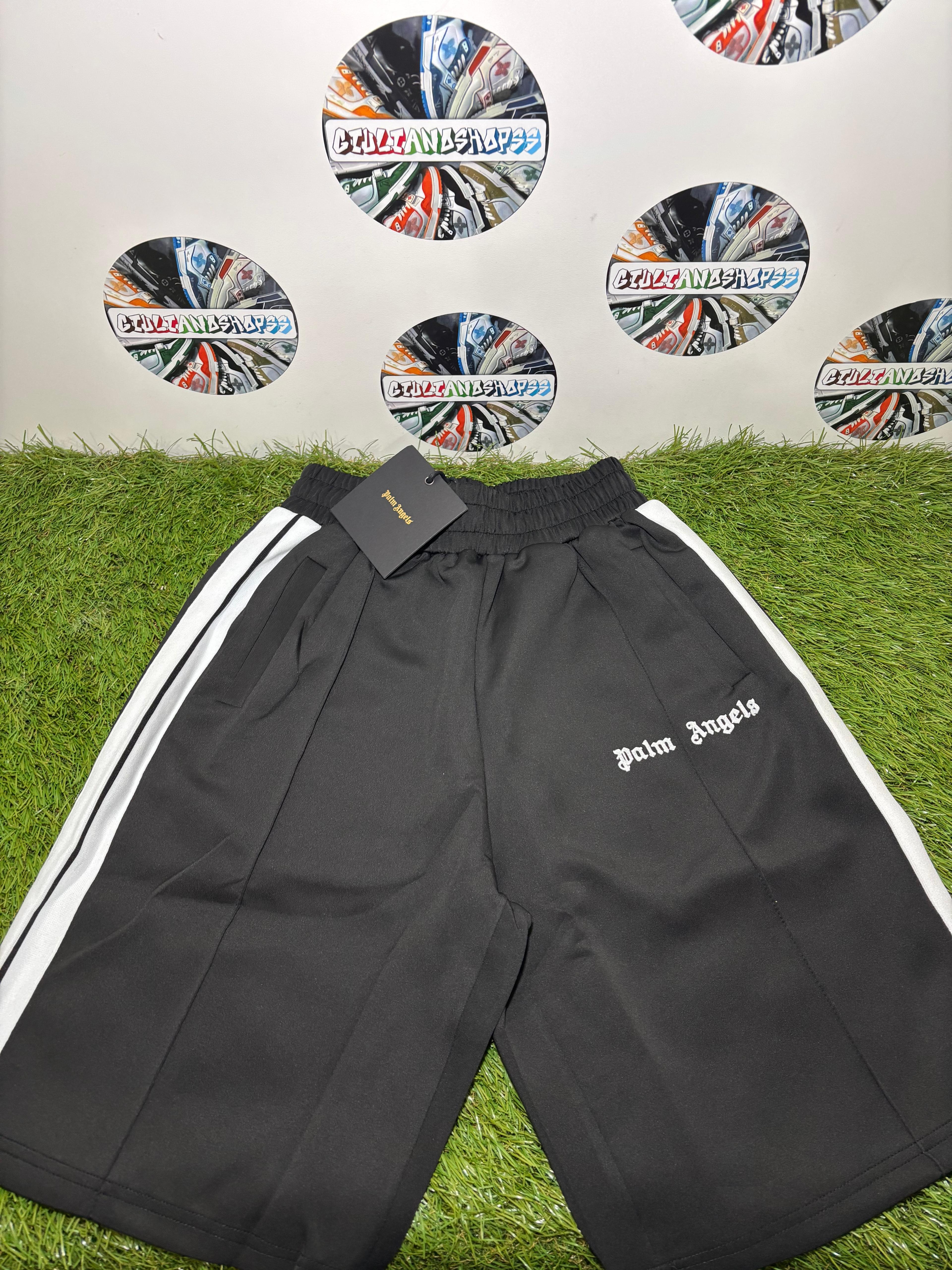 Palm Angels Shorts Neri Banda Bianca