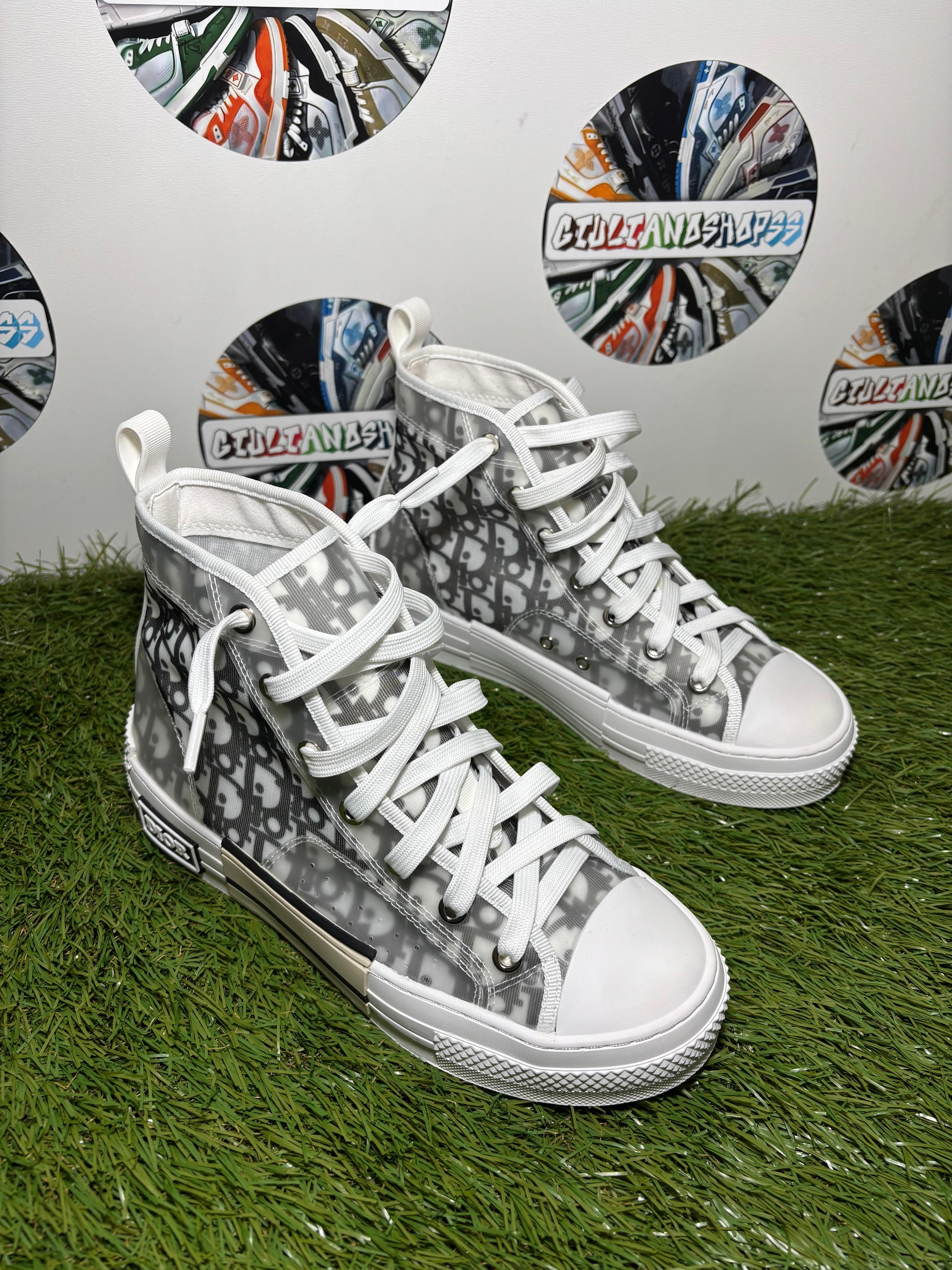 Dior B23 High-Top Sneaker - Oblique Grey/White